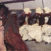 George Hendrik Breitner Promenadendeck mit drei Damen Spain oil painting artist